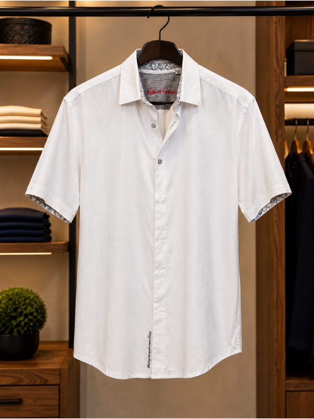 White Robert Graham XL short-sleeve jacquard shirt